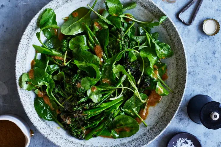 Broccolini Spinach Rocket Salad with balsamic dressing